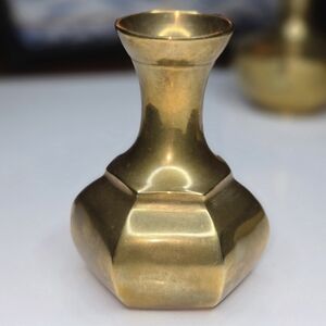Seiden Interntational Vintage Solid Brass Bud Vase Mini Faceted India MCM